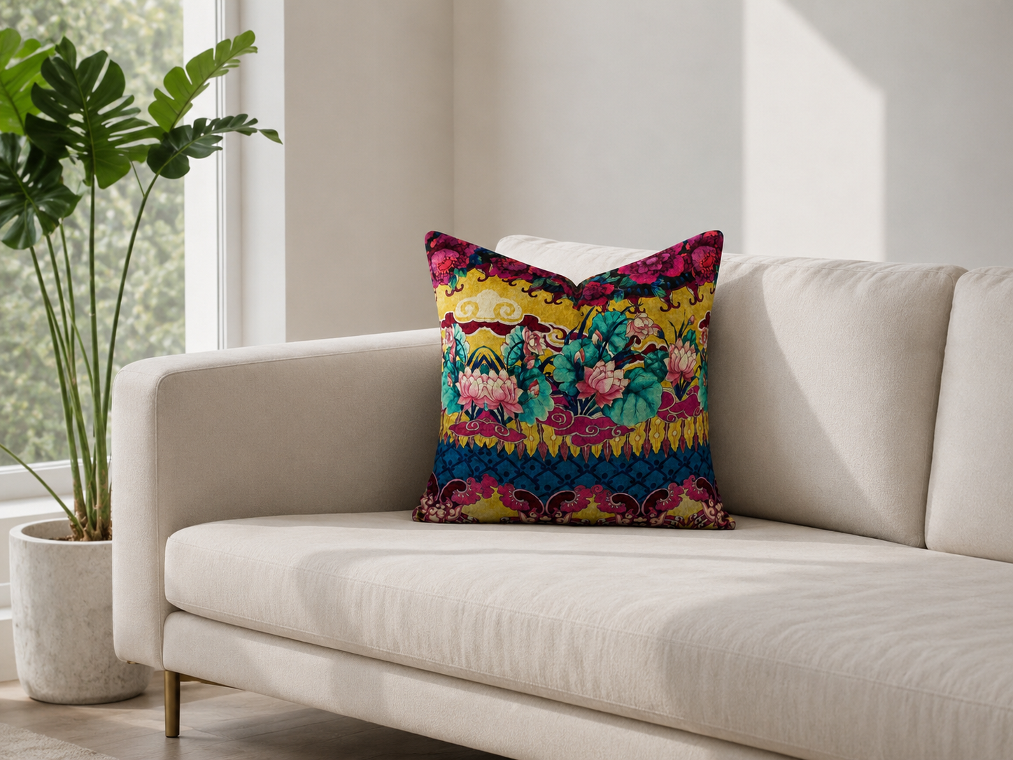 Square Pillow Cover 20" x 20" - Palazzo Torcello F7185-02 / Southface - Reed 62