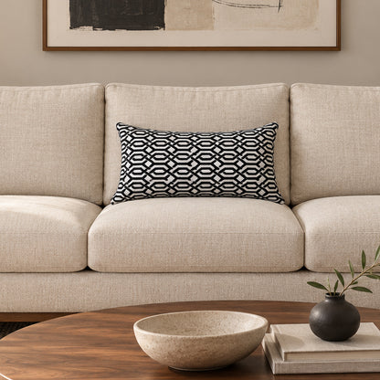 Rectangular Pillow Cover 12" x 20" - Interlace Domino 955 / Velvet - Chester 19