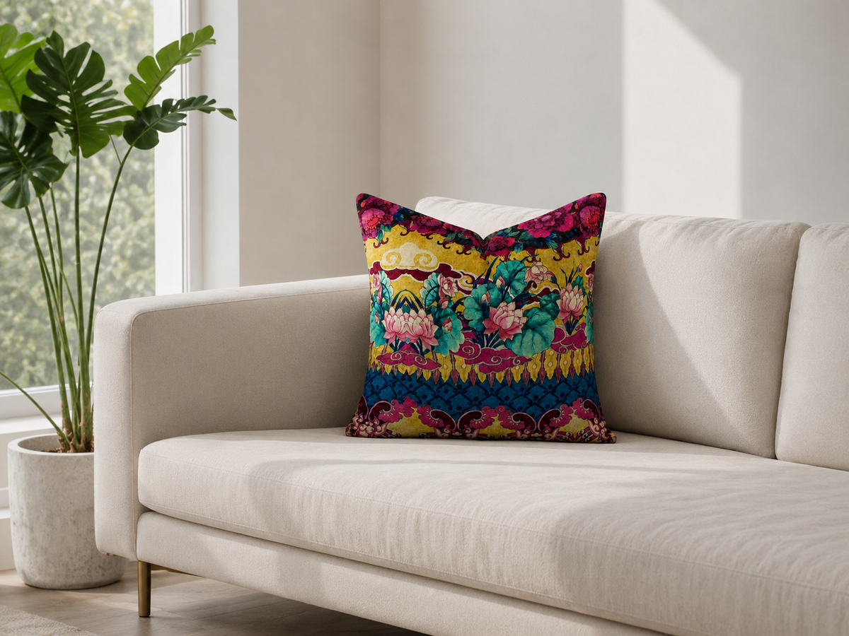 Square Pillow Cover 20" x 20" - Palazzo Torcello F7185-02 / Southface - Reed 62