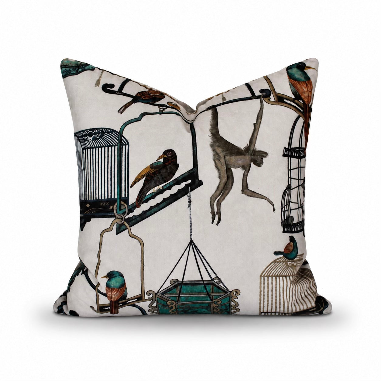Square Pillow Cover 20" x 20" - Menagerie Velvet - Aqua BP10591-3 / Jimmy