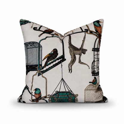 Square Pillow Cover 20" x 20" - Menagerie Velvet - Aqua BP10591-3 / Jimmy