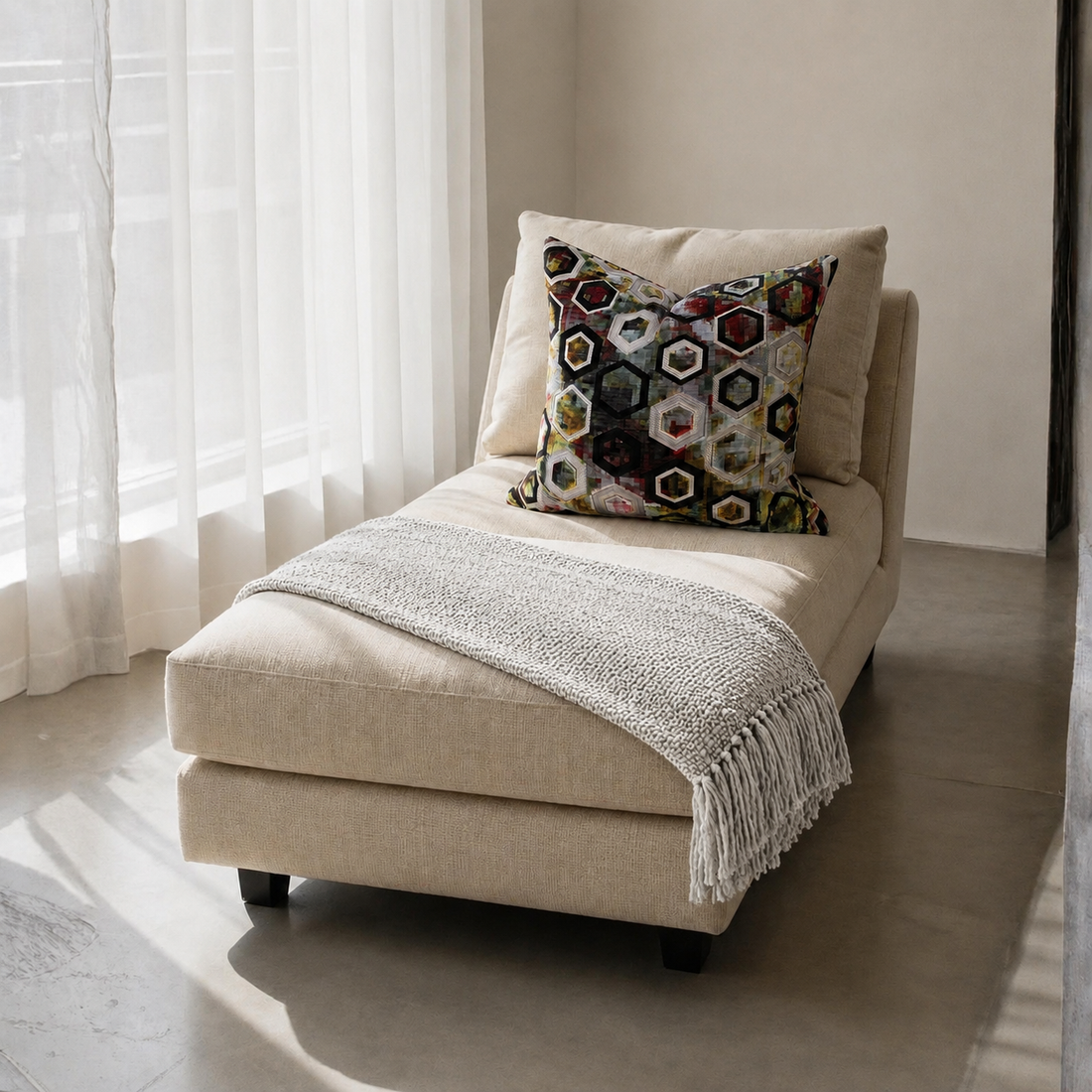 Square Pillow Cover 20" x 20" - Chandigarh - Sukhna FDG 2830-01 / Valleta Aluminum