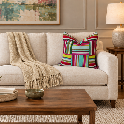 Square Pillow Cover 20" x 20" - Devani Pivoine / Light Out 4 - Almond