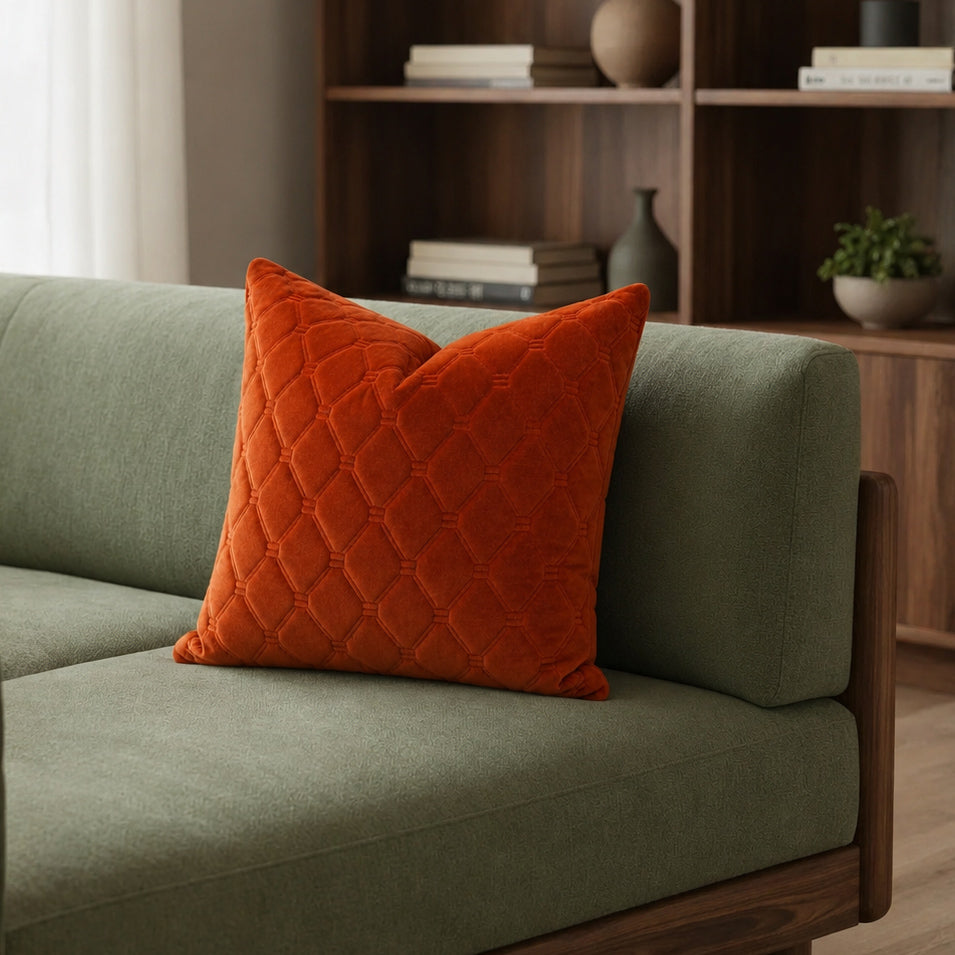 Square Pillow Cover 20" x 20" - Quilvet Tia - Cognac 21