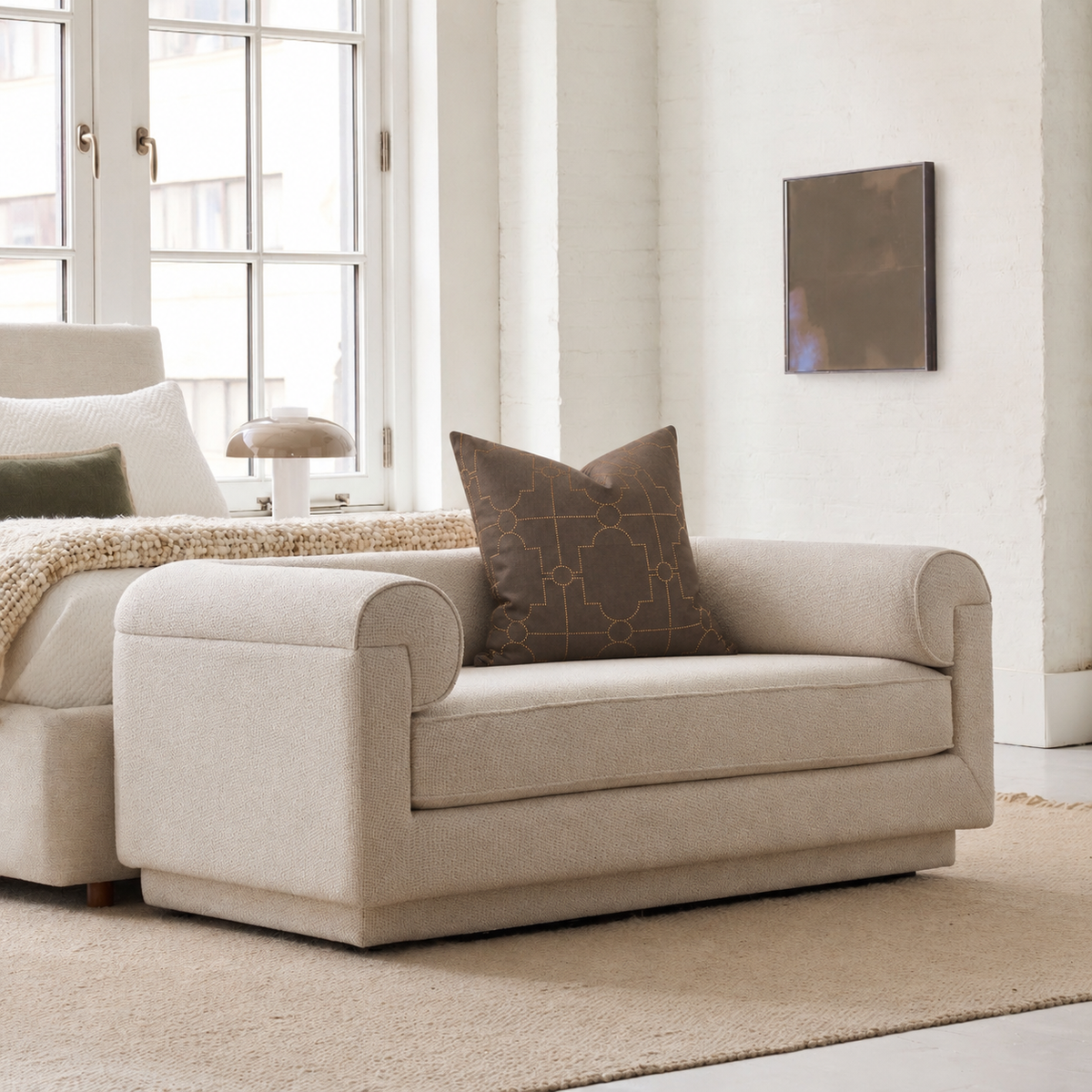 Square Pillow Cover 20" x 20" - Saten Trelus - Mink